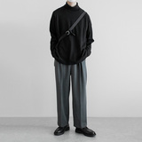 黑色重磅短袖男款夏季美式小领口正肩t恤cleanfit内搭三本针半袖，男装西裤，星座1017-1