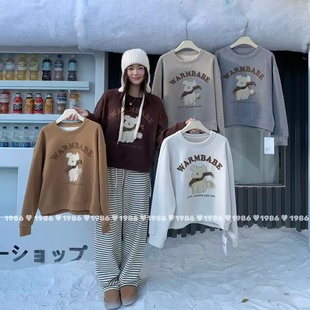 1986加绒卫衣2025冬圆领时尚 上衣62275 百搭休闲宽松卡通图案长袖