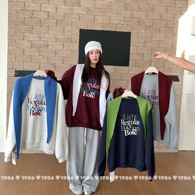 1986卫衣+披肩2025秋冬圆领时尚百搭休闲宽松长袖上衣6079