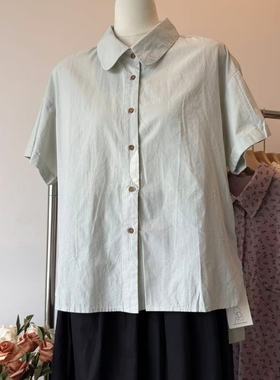 ilook衬衫225夏日系文艺休闲小月牙百搭宽松通勤撞色上衣13310