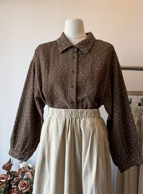 ilook衬衫2025冬日系文艺休闲宽松碎花长袖上衣13519