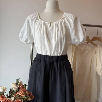 ilook衬衫纯色宽松短袖上衣13352