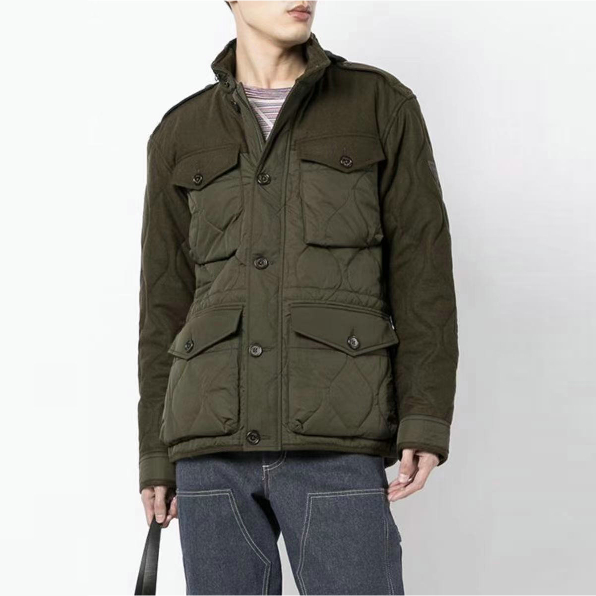 美式经典拼接绗缝棉衣