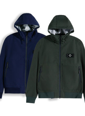 石头岛复线SOFTSHELL JACKET机能防泼水软壳连帽休闲夹克26010705