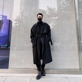 过膝韩版 情侣风衣男中长款 春秋季 潮流帅气宽松休闲大衣双排扣外套