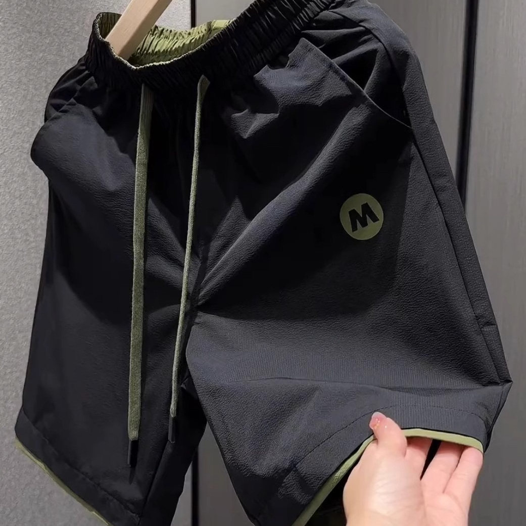 夏季轻薄透气时尚速干休闲短裤男高档宽松百搭拼接潮流运动五分裤,男装,休闲裤,淘宝优惠券,粉丝福利购,淘宝优惠卷