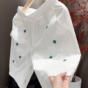 韩版夏季男士刺绣花朵短裤宽松休闲五分裤潮流百搭轻奢潮牌中裤男