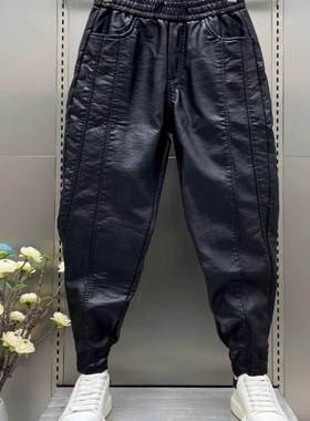 秋冬季加绒加厚外卖骑手保暖皮裤