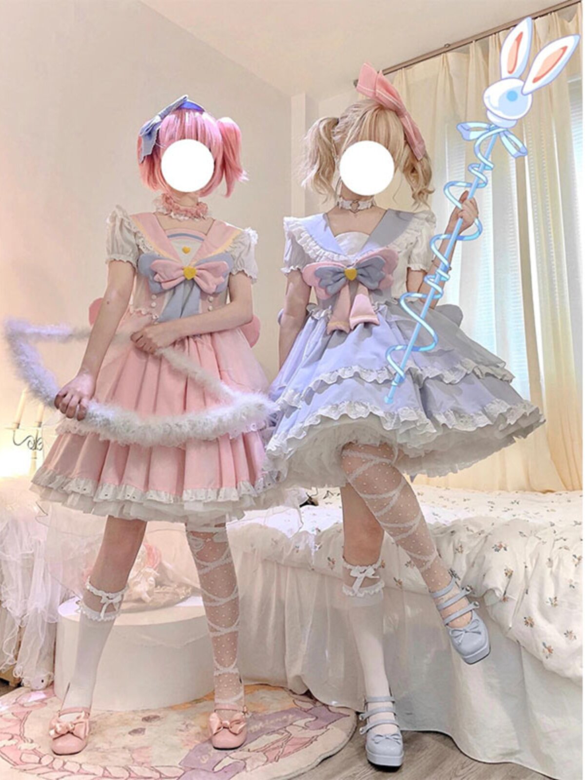 마법 소녀 네이비 칼라 로리타 드레스 로리타 귀여운 달콤한 털이 공주 드레스 가벼운 LO 데일리