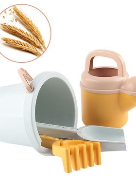 ins风儿童沙滩玩具宝宝海边挖沙桶铲子工具套装幼儿麦秆玩沙装备