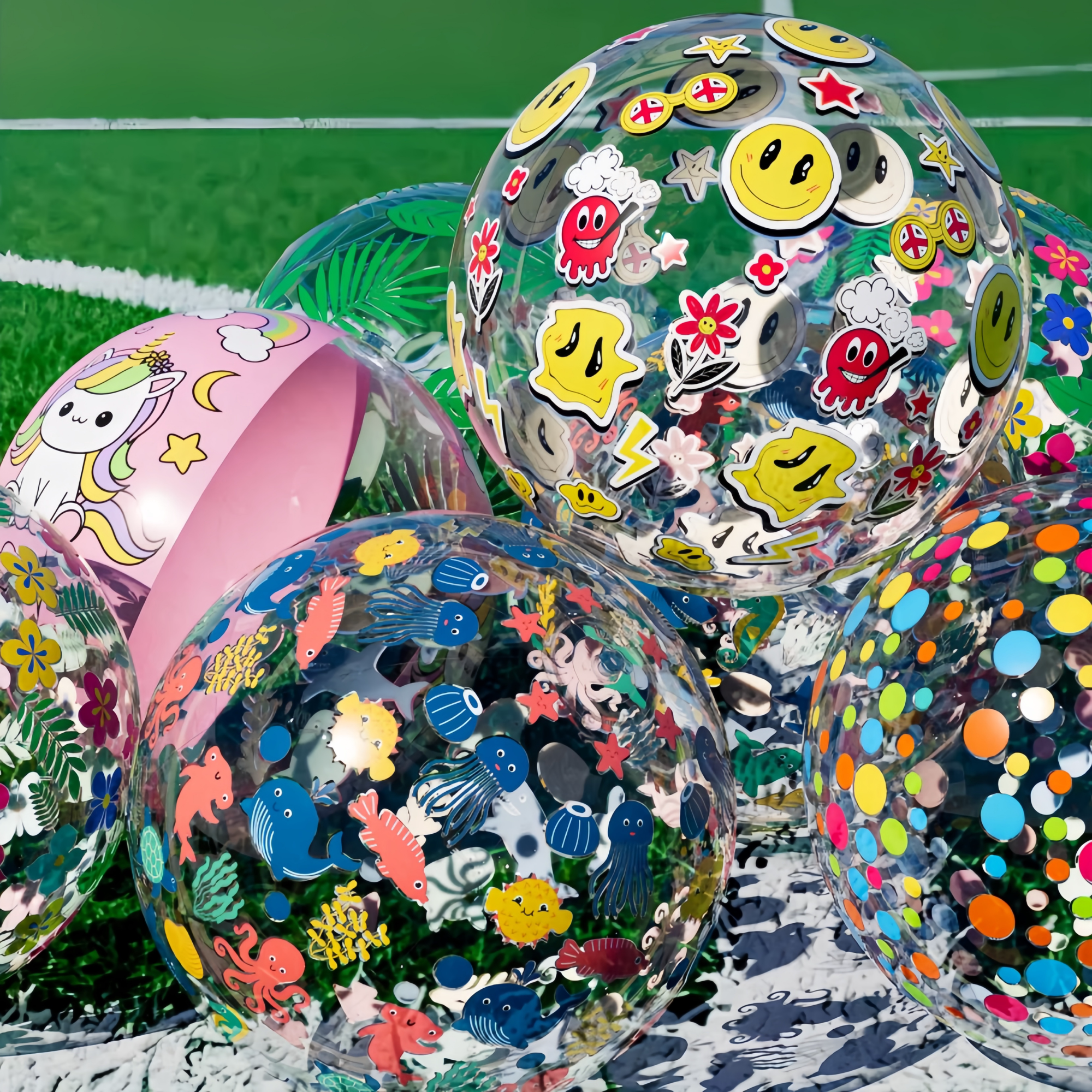 沙滩球水上玩具儿童卡通充气球户外泳池水上乐园亲子互动戏水球