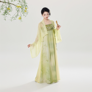 织造司[檐上春]改良汉服法门寺国风披衫外套上衣女齐胸吊带连衣裙