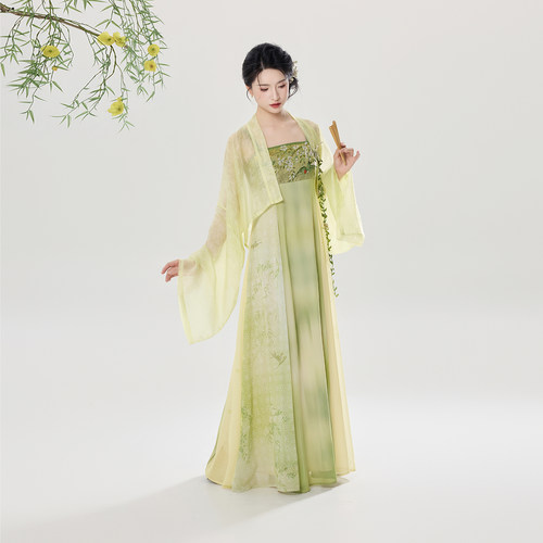 织造司[檐上春]改良汉服法门寺国风披衫外套上衣女齐胸吊带连衣裙