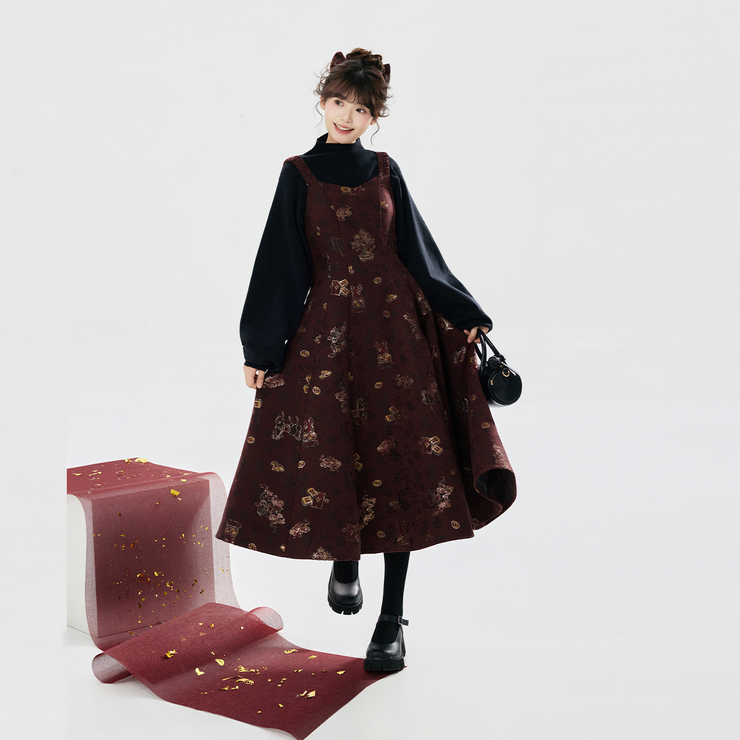 织造司聚宝盈春【12/22 0点开售包邮】马年新年战袍吊带连衣裙女