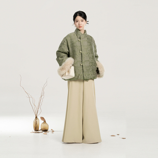 织造司[绒冬]新中式贵气超好看国风斜襟羽绒服女冬白鸭绒外套上衣