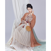 现货 褶裙国风汉服女春 长干寺长衫 本草纲目 织造司原创宋制飞机袖