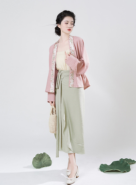 织造司原创宋制汉服[秋荷]妆花对交飞机袖改良宋抹荷叶边旋裙日常