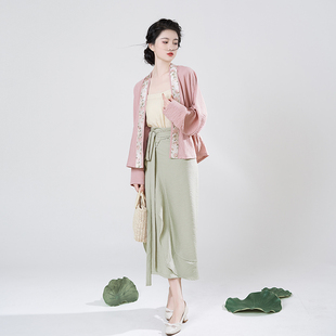 织造司原创宋制汉服[秋荷]妆花对交飞机袖改良宋抹荷叶边旋裙日常