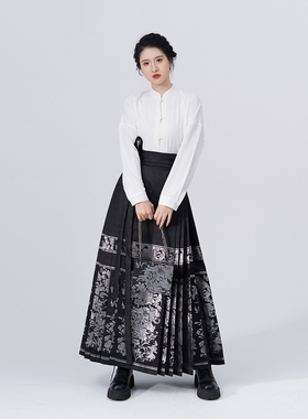 现货织造司原创明制汉服吉羊止止新中式仿妆花马面裙套装2025新款