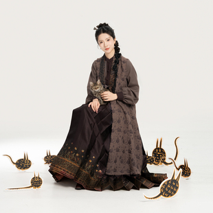 双面穿比甲一片式 织造司 立领衬衫 新中式 暗纹织金马面裙女 君幸酒