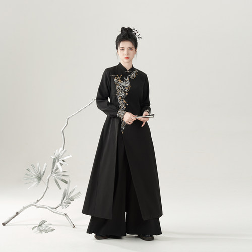 金银错织造司原创宋制汉服凤鸟花卉纹立领外套一片式褶裙改良宋裤