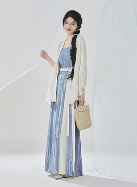 织造司原创宋制汉服[海风写生]对襟防晒短衫改良肌理感宋抹三裥裙