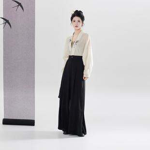 织造司[弦上燕]新中式对襟外套吊带宋抹裤子女款阔腿裤宋裤两件套