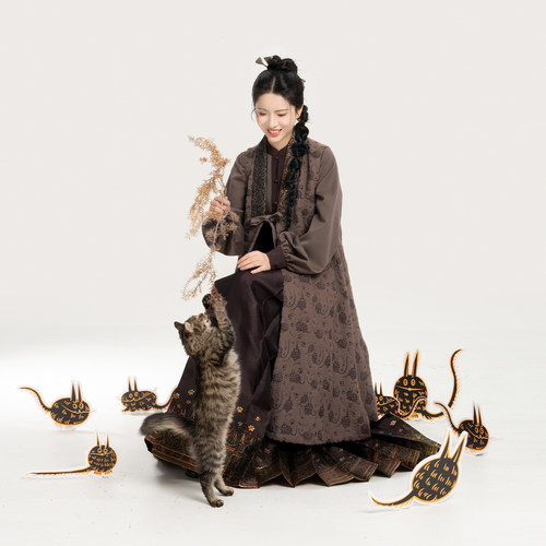 织造司[君幸酒]新中式立领衬衫双面穿比甲一片式暗纹织金马面裙女