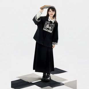 素绣花补子方领对襟外套马面裙半裙 原创马年汉元 织造司 白马凌云