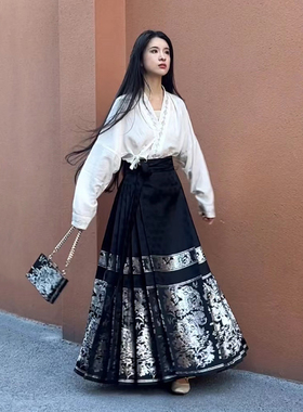 织造司原创宋制飞机袖[山河映画]明制马面裙女[吉羊止止]套装日常