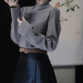 织造司原创汉元 内搭上衣高级感 秋冬长袖 素半高领打底衫 女2025新款