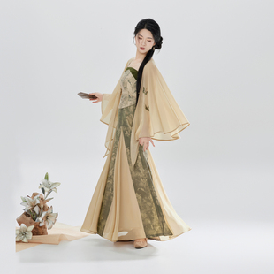 织造司[百合簪花]新中式禅意清冷感穿搭雪纺刺绣披肩吊带抹胸半裙