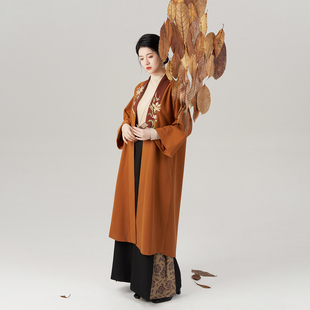 现货澄悦织造司原创宋制汉服刺绣长褙子曲领套头打底衫 松紧腰宋裤