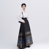 现货织造司原创明制马面裙汉服点翠配山河映画飞机袖 百搭衬衫 上衣