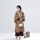 望春织造司原创宋制汉服改良宋褙长衫 可替换护领丝绒连衣裙女秋冬