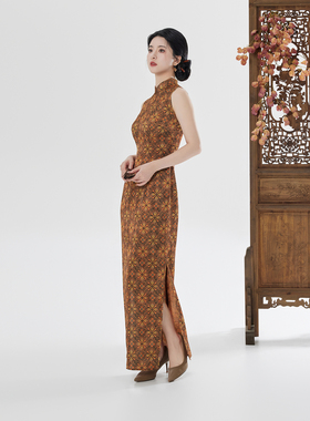 织造司[窗前花]新中式立领无袖旗袍2026新款巨好看复古连衣裙女夏