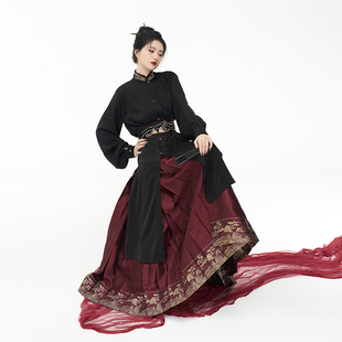 立领长衫 破晓 绣花腰封暗纹织金马面裙 素汉服 织造司原创明制汉元