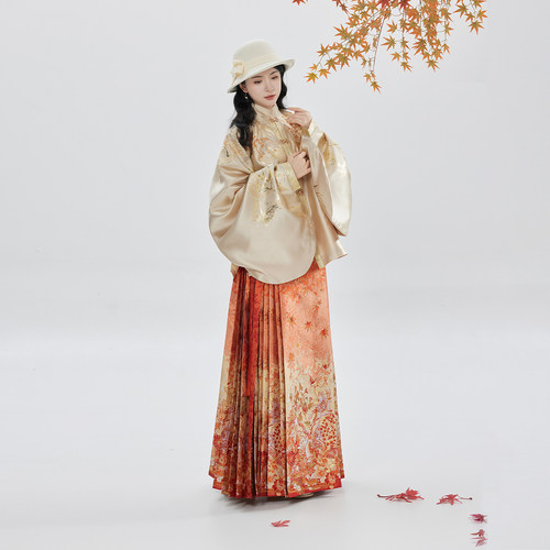 织造司[酿金秋]原创明制汉服秋日氛围感立领琵琶袖妆花织金马面裙