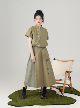 如归织造司原创新中式户外运动套装女夏季妆花上衣改良旋裙半身裙