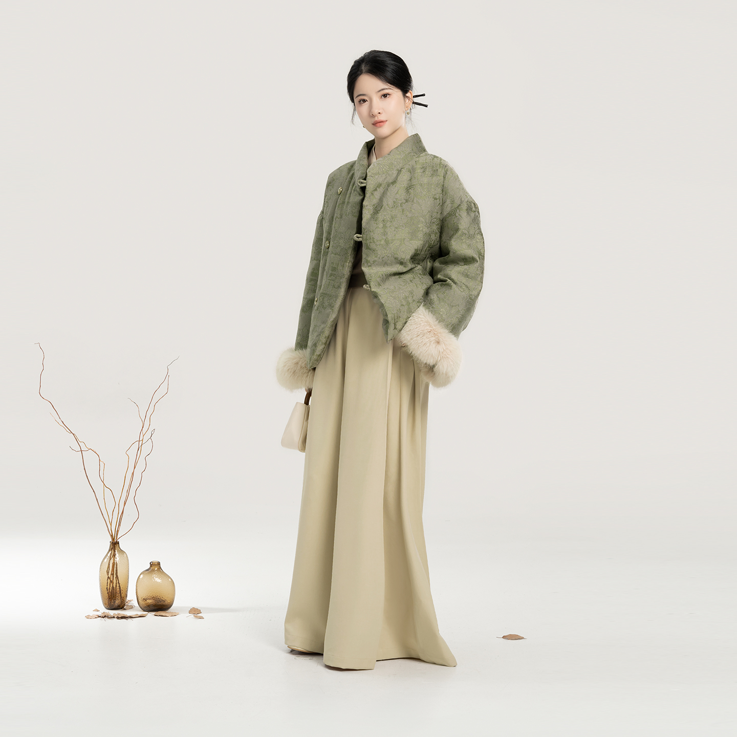 织造司[绒冬]新中式贵气超好看国风斜襟羽绒服女冬白鸭绒外套上衣