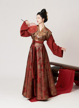 织造司[千秋万载]唐制汉服婚服订婚服女拜年服重工仿妆花云锦织金