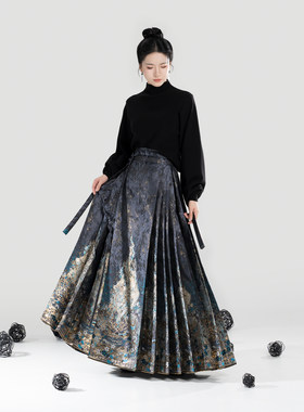 织造司[玄霜麒麟]原创马面裙汉服2025新款仿妆花织金半身长裙套装