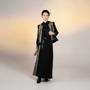 卷草纹妆花马甲立领衬衫 现货织造司 无袖 新中式 改良旋裙 春风玉门