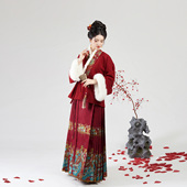 火离织造司原创明制汉服斗篷刺绣对交穿马面裙秋冬新年拜年套装 女