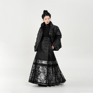 织造司[镜花明]新中式国风妆花羽绒服女2025新款宽松绣花阔腿长裤