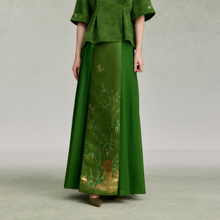 竹影罗华织造司新中式半身裙长裙国风织罗仿妆花织金百迭裙蔽膝裙