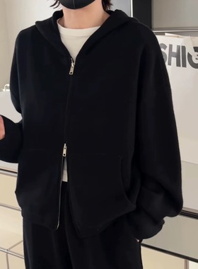 诗歌兰女装2025冬款 63152休闲慵懒时髦拉链羊毛开衫连帽毛衣女