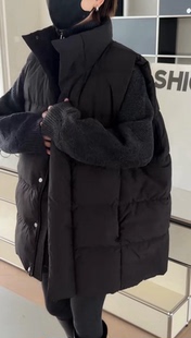 中长款 诗歌兰冬季 2505保暖时髦个性 2025女装 羽绒马夹外套女 新款