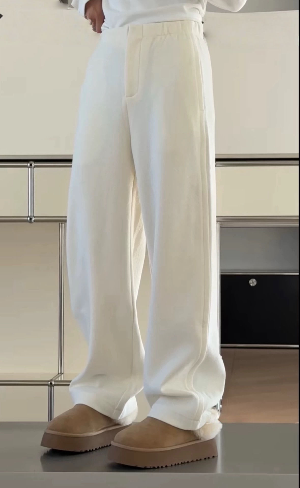 诗歌兰女装2025冬款 7301时髦运动美式休闲裤松紧腰加绒卫裤女