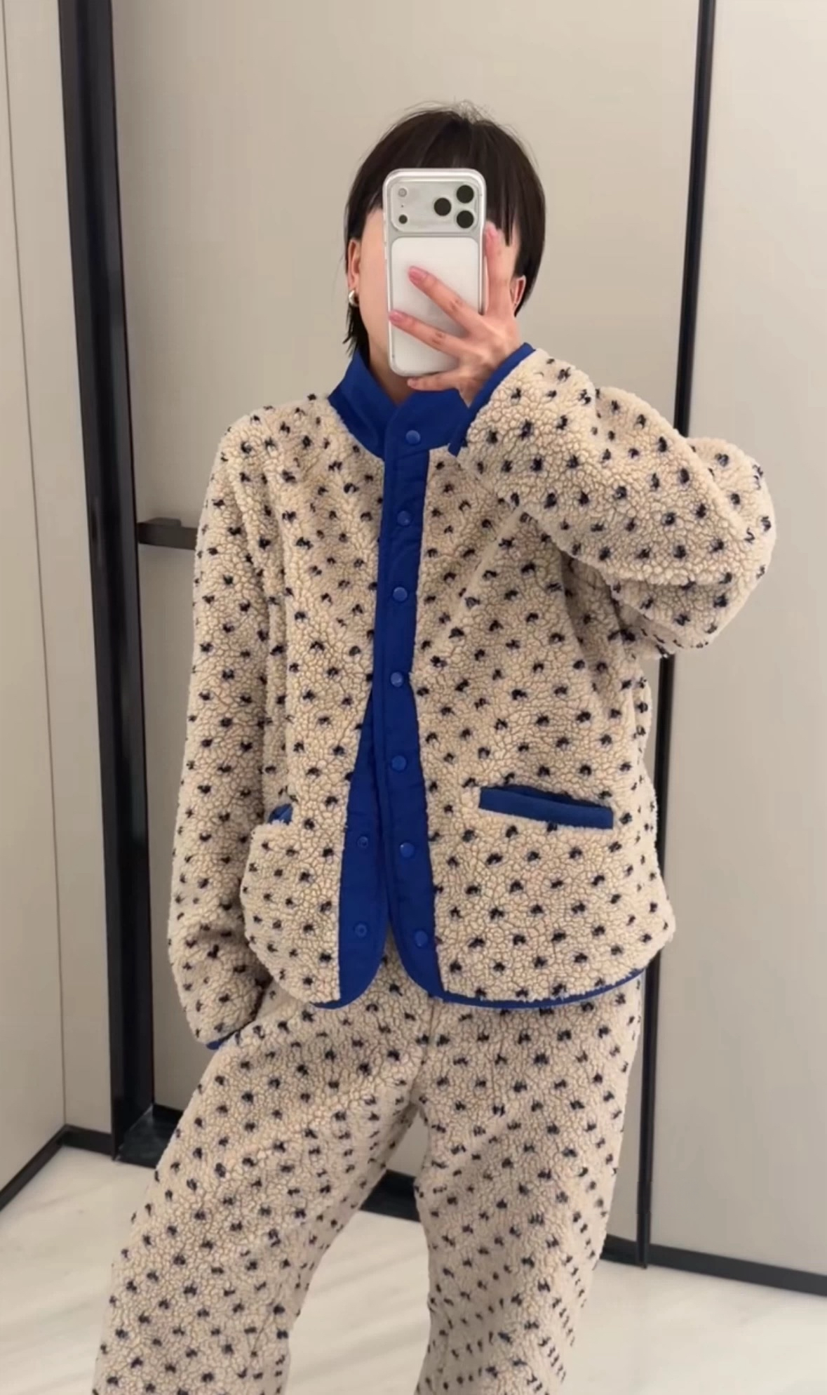 诗歌兰女装2025冬款618慵懒可爱舒适摇粒绒上衣+长裤家居服套装女